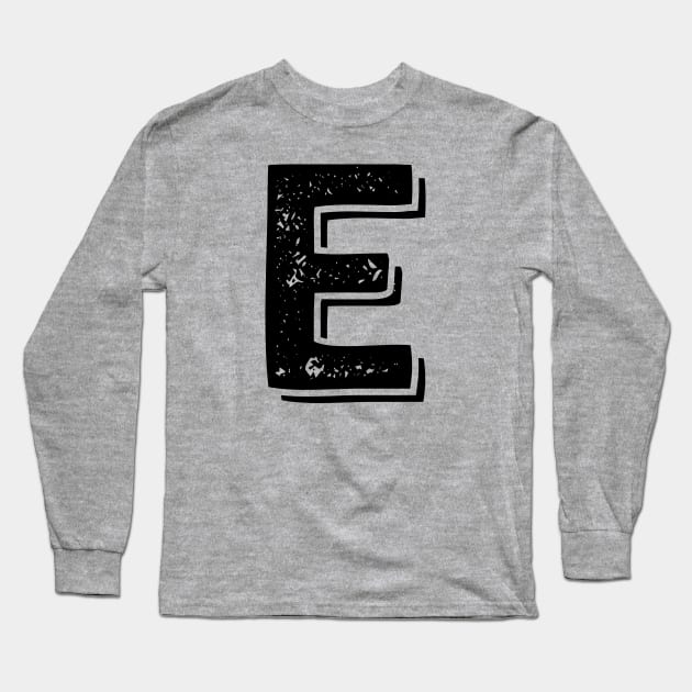 Capital Letter E Name Initial Monogram Long Sleeve T-Shirt by FTF DESIGNS